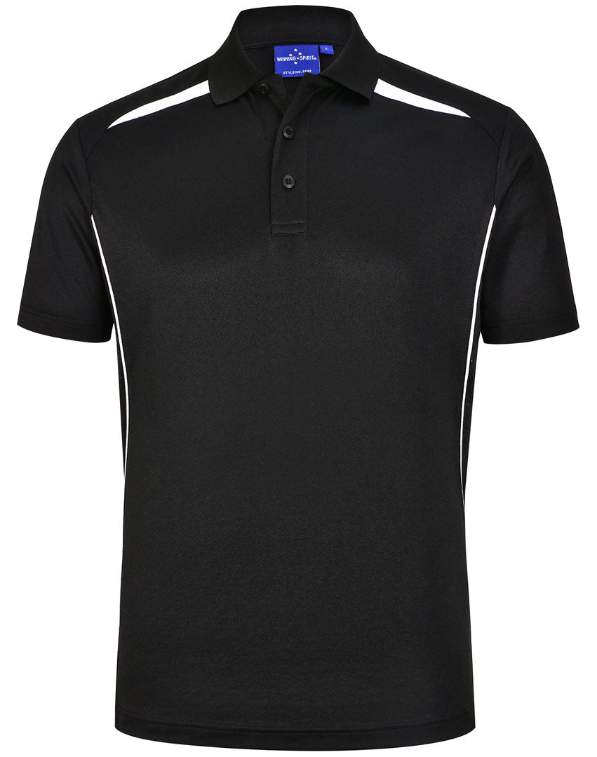 Winning Spirit Men's Sustainable Poly-Cotton Contrast Polo PS93 Casual Wear Winning Spirit Black/White XS 
